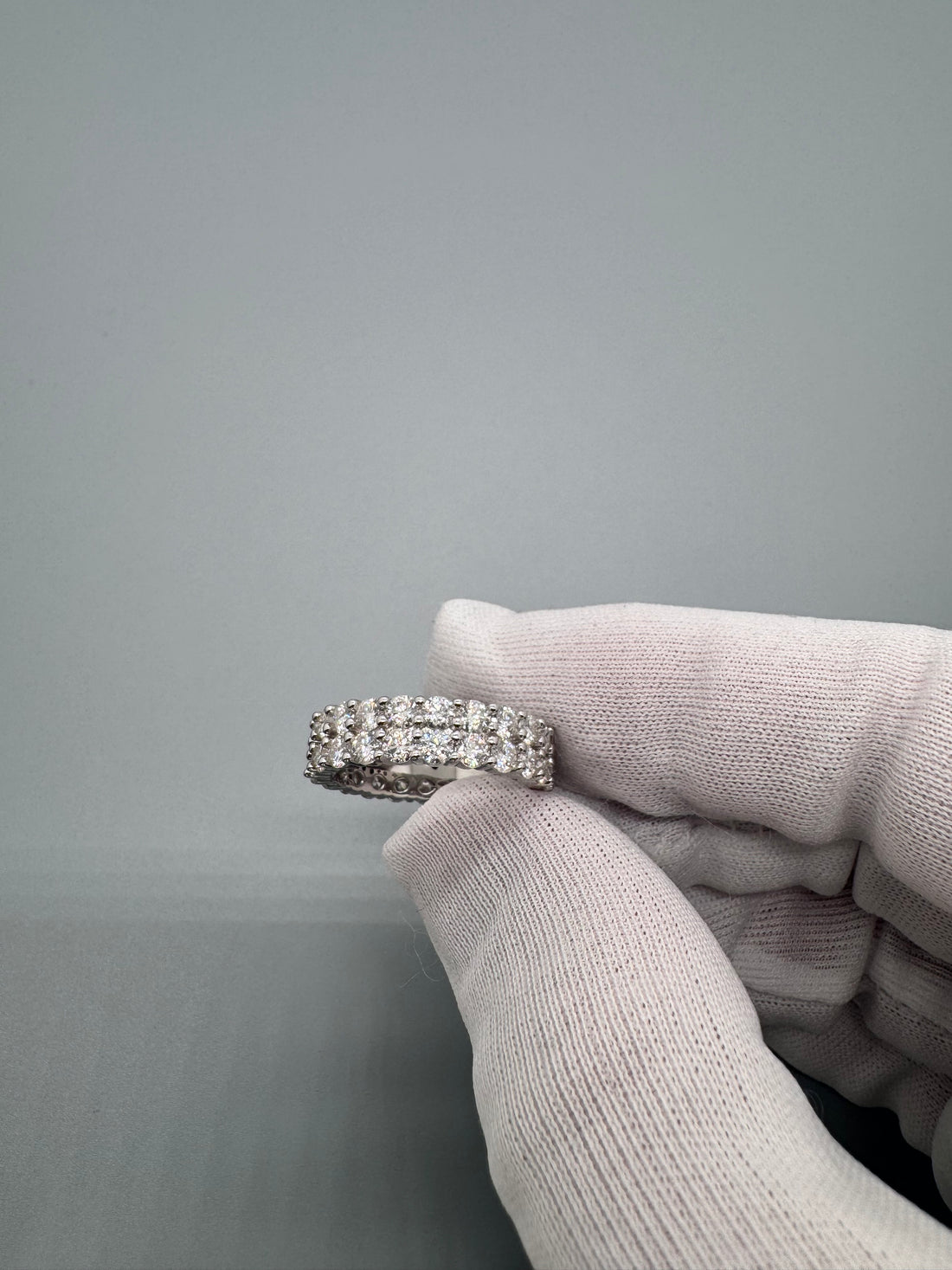 Double row VVS1 Moissanite band ring
