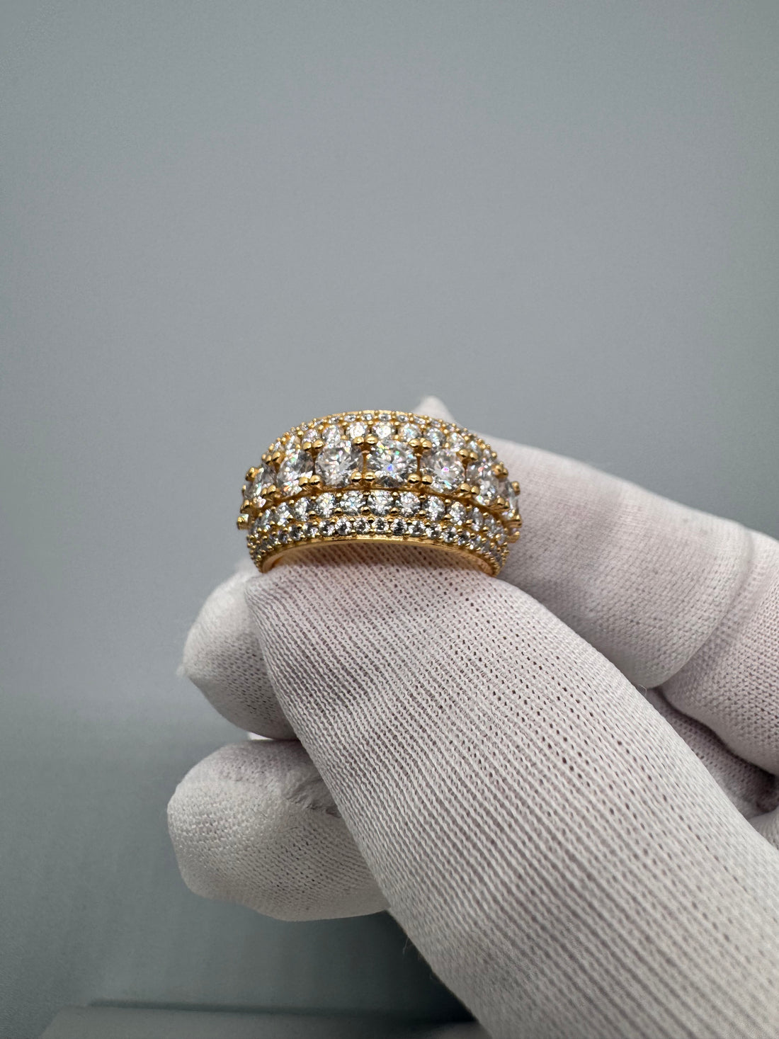 VVS1 Moissanite layered band ring